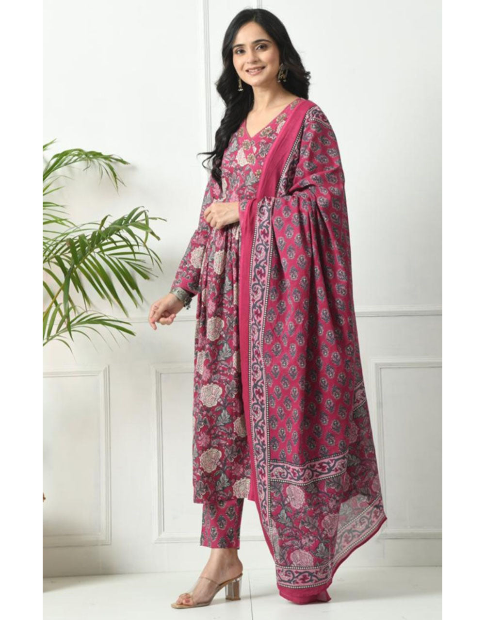 Cotton Anrakkha Style 3 Pieces Suit Indian Ladies Dress