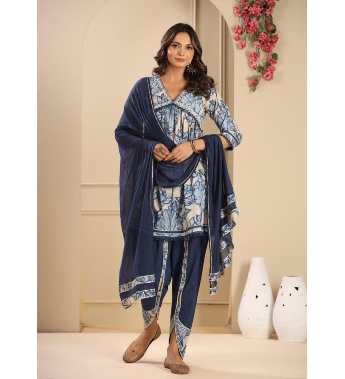 Muslin 3 Piece Tulip Salawar Set